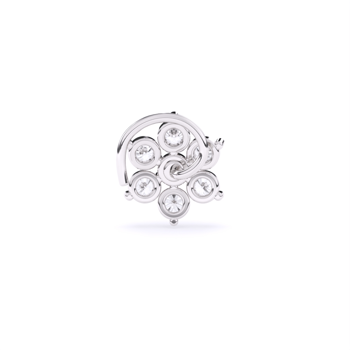 Round Flower Style Lab Grown Diamond Nose Pin