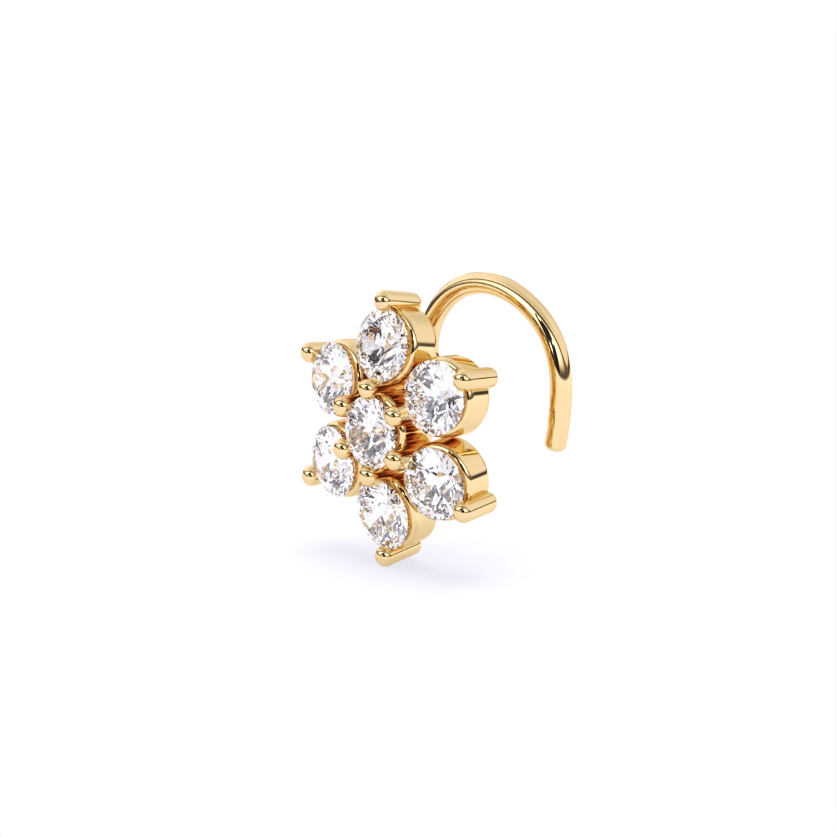 Round Flower Style Lab Grown Diamond Nose Pin