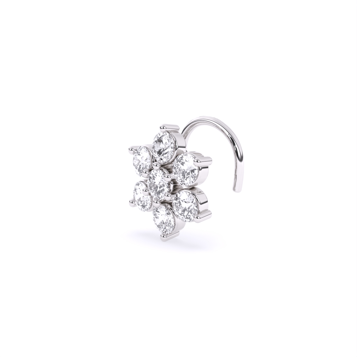 Round Flower Style Lab Grown Diamond Nose Pin