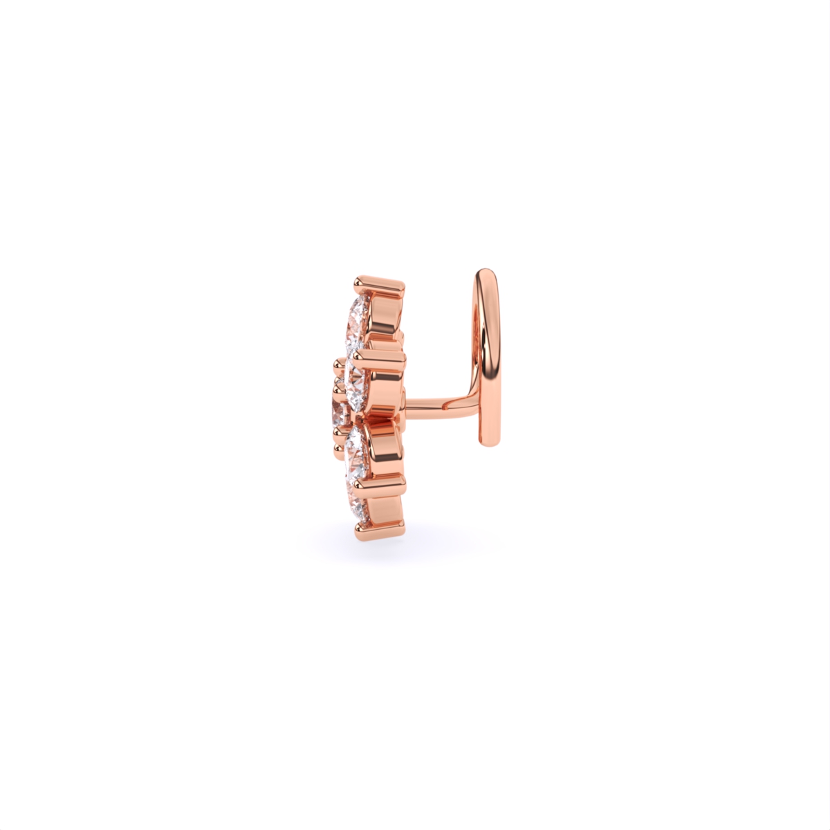 Round Flower Style Lab Grown Diamond Nose Pin