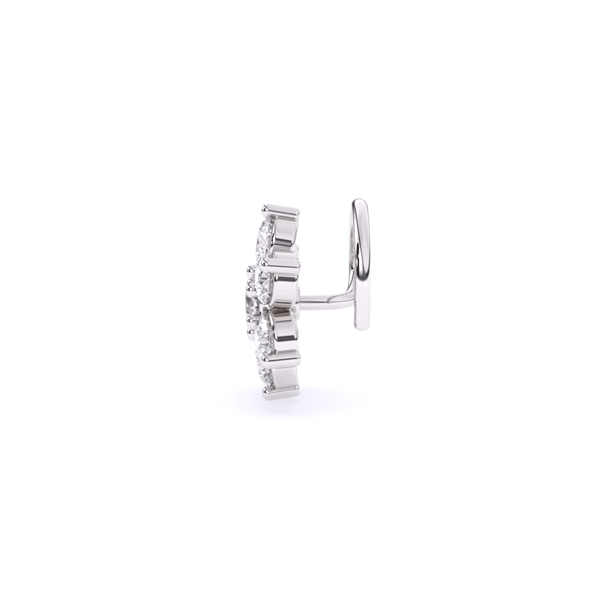 Round Flower Style Lab Grown Diamond Nose Pin
