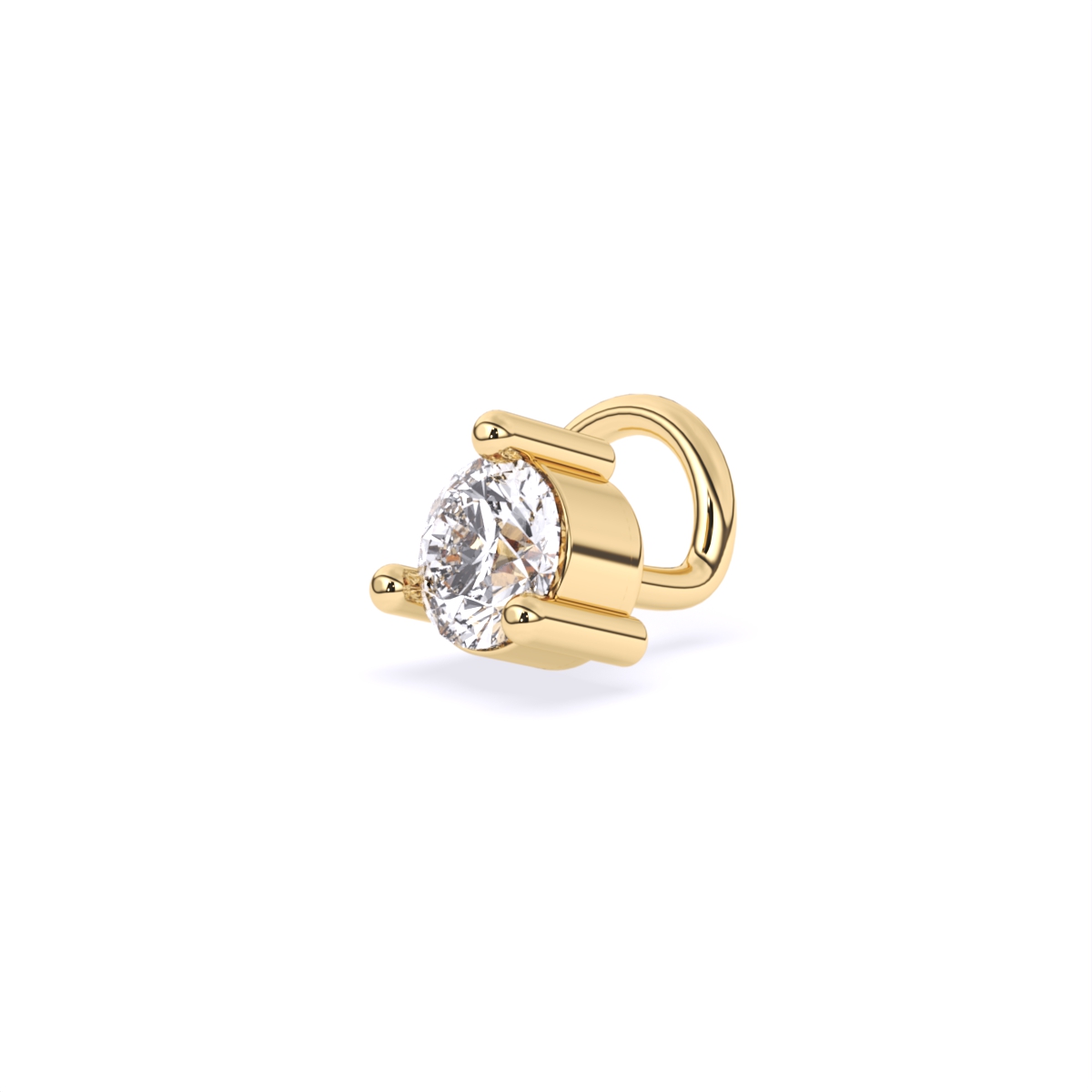 Round Solitaire Lab Diamond Nose Pin
