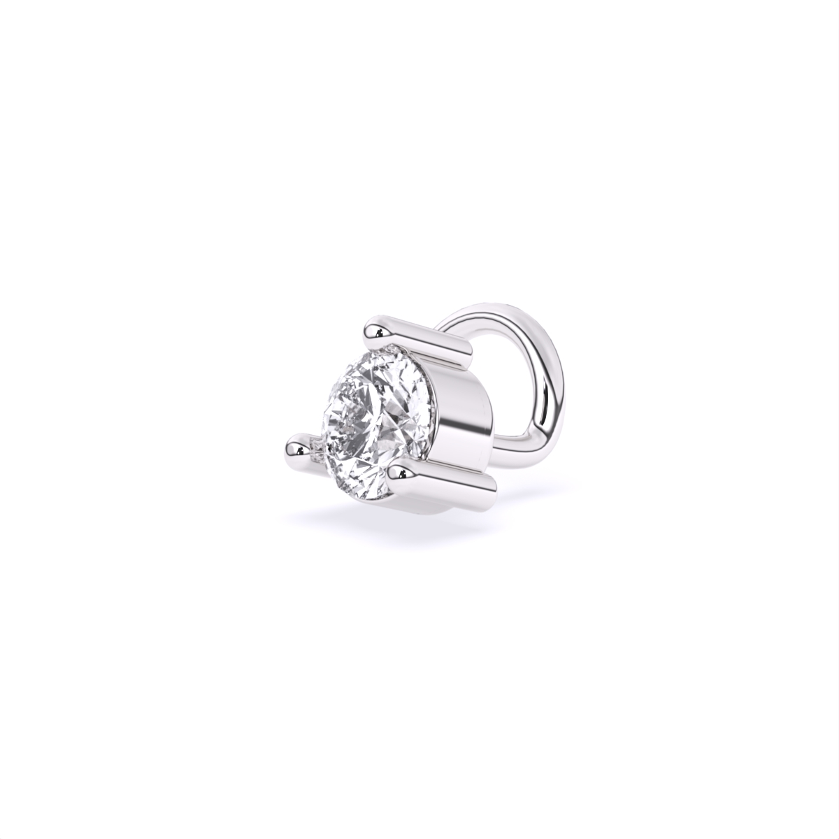 Round Solitaire Lab Diamond Nose Pin