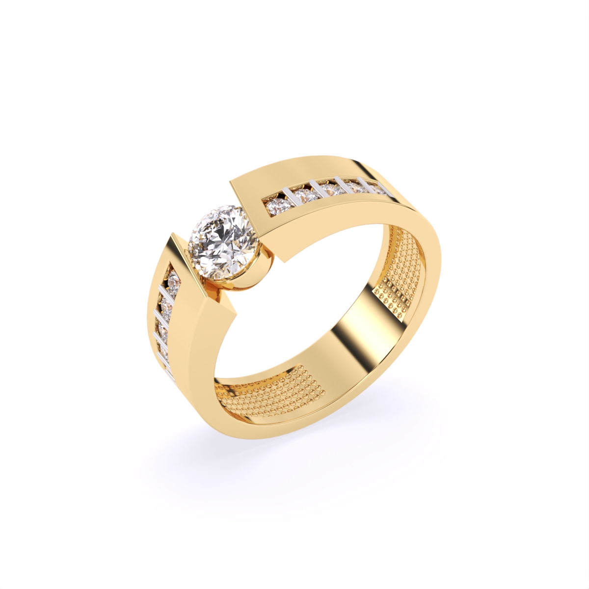Round Solitaire Lab Diamond Men's Couple Band