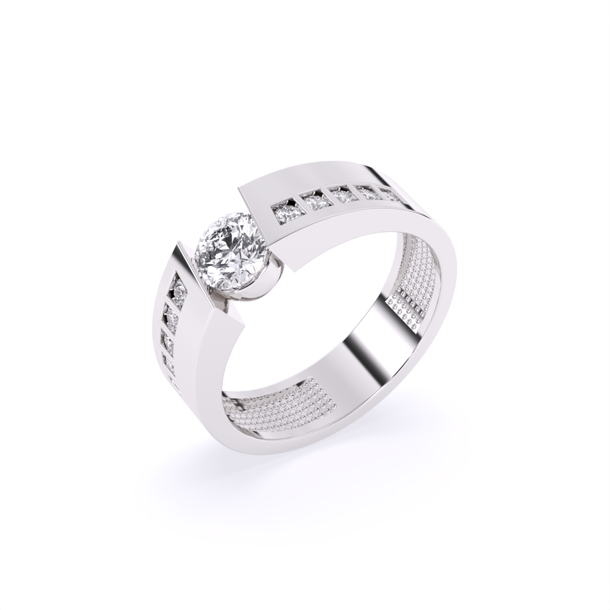 Round Solitaire Lab Diamond Men's Couple Band