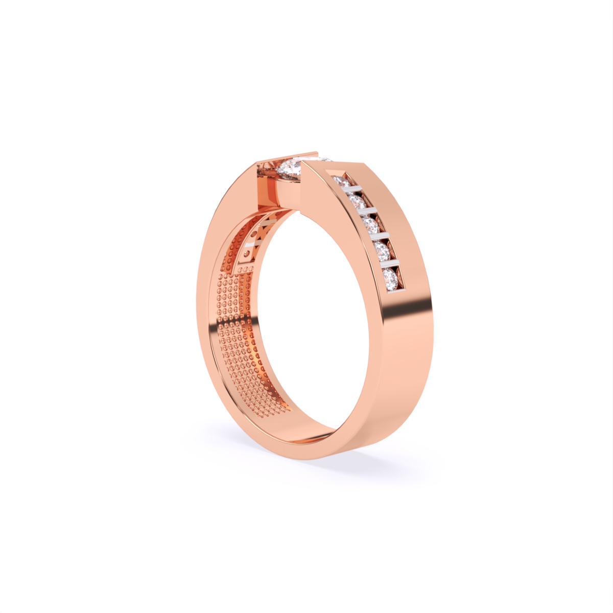 Round Solitaire Lab Diamond Men's Couple Band