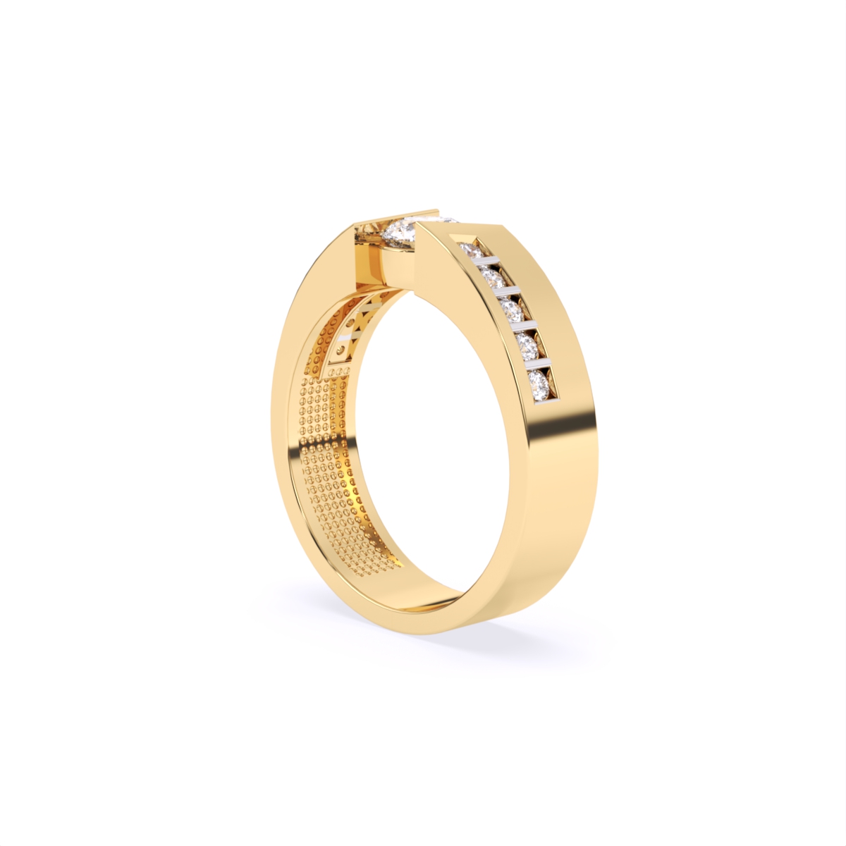 Round Solitaire Lab Diamond Men's Couple Band