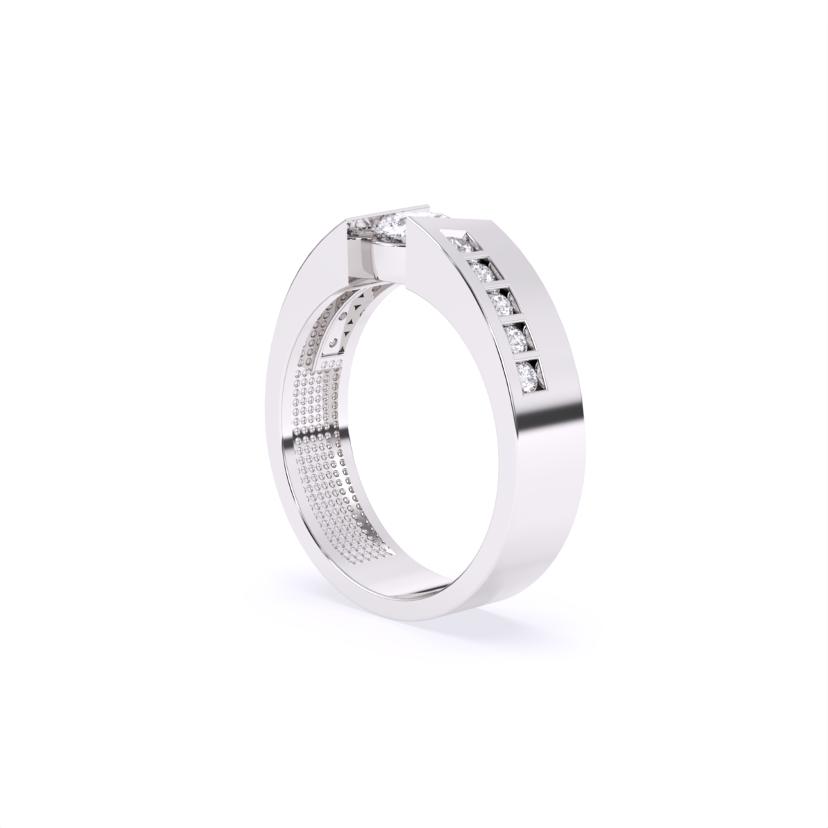 Round Solitaire Lab Diamond Men's Couple Band