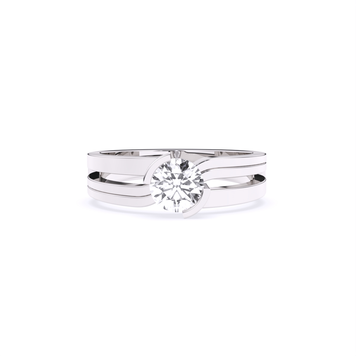 Round Two Tone 14K Gold Couple Band
