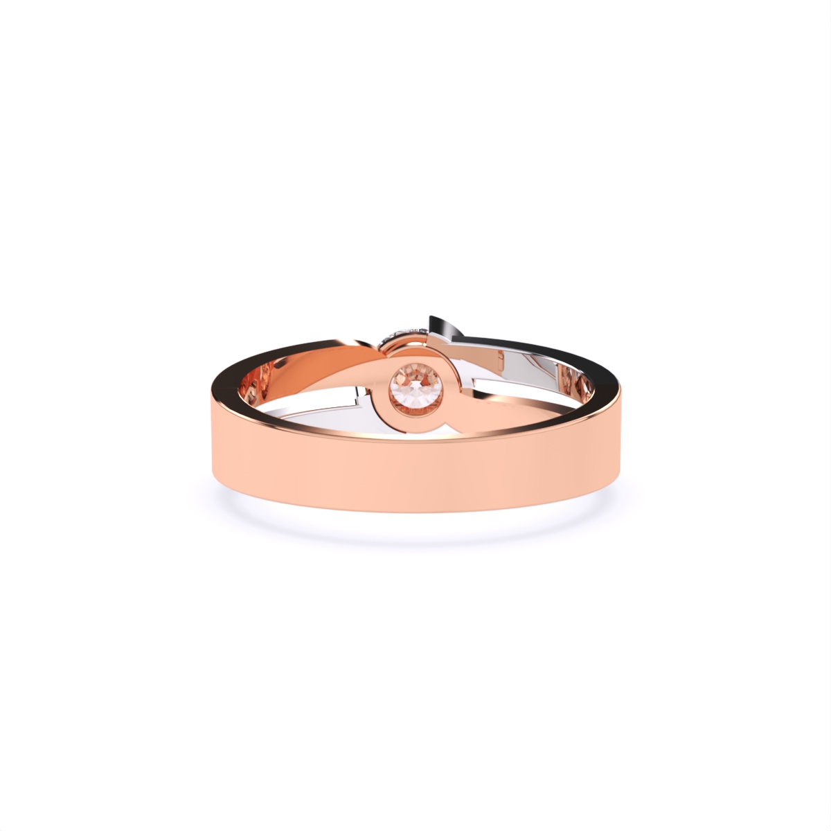Round Two Tone 14K Gold Couple Band