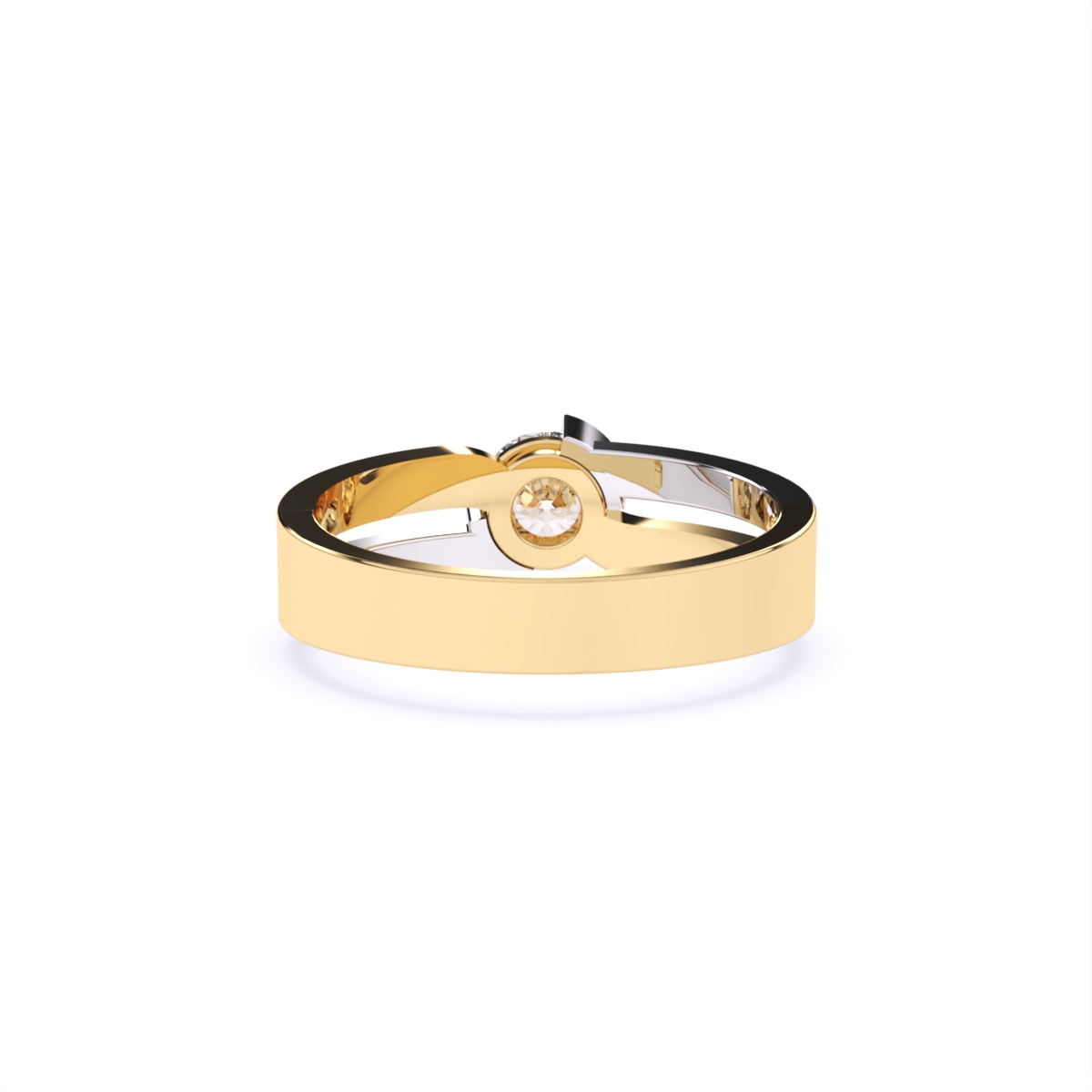 Round Two Tone 14K Gold Couple Band
