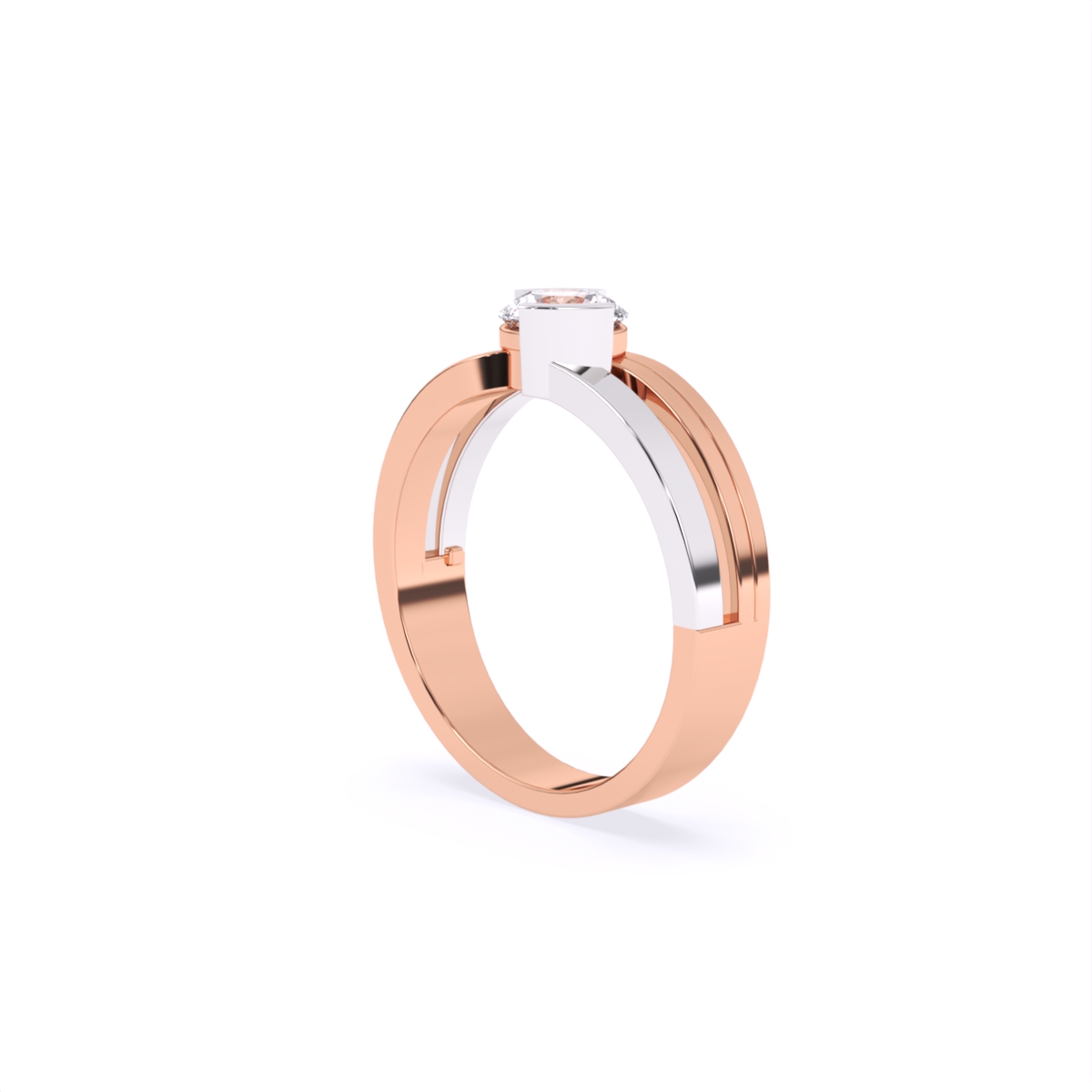 Round Two Tone 14K Gold Couple Band