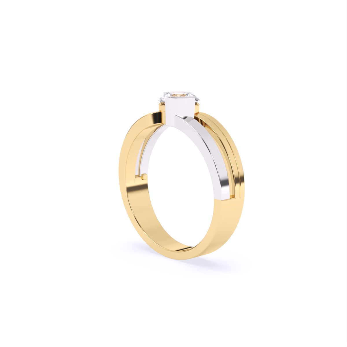 Round Two Tone 14K Gold Couple Band
