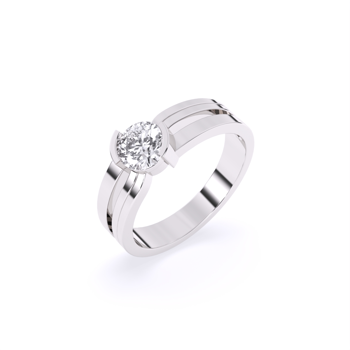 Round Two Tone 14K Gold Couple Band