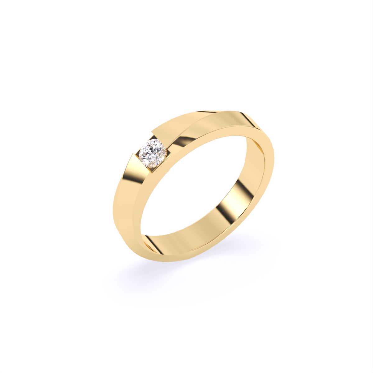 14kt Solitaire Round Lab Diamond Men's Ring