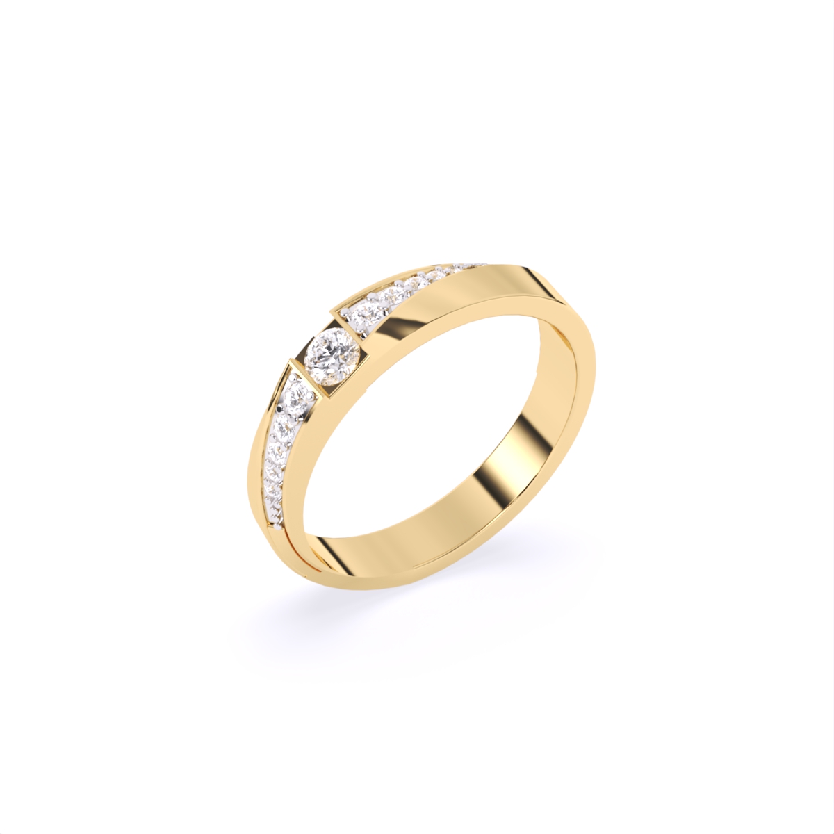 Round Side Accents Diamond Couple Ring