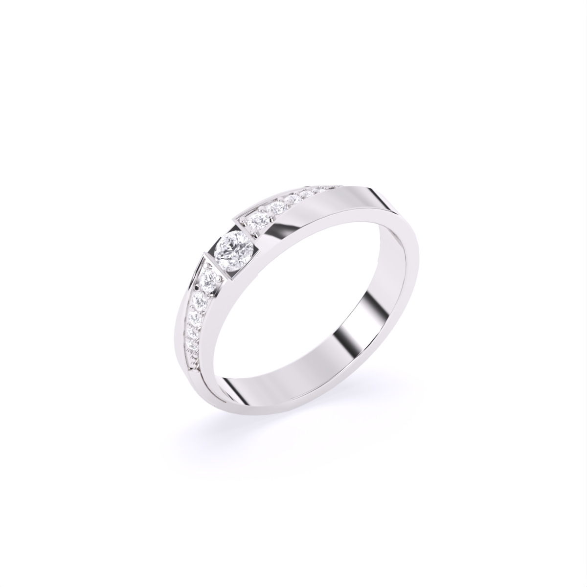 Round Side Accents Diamond Couple Ring