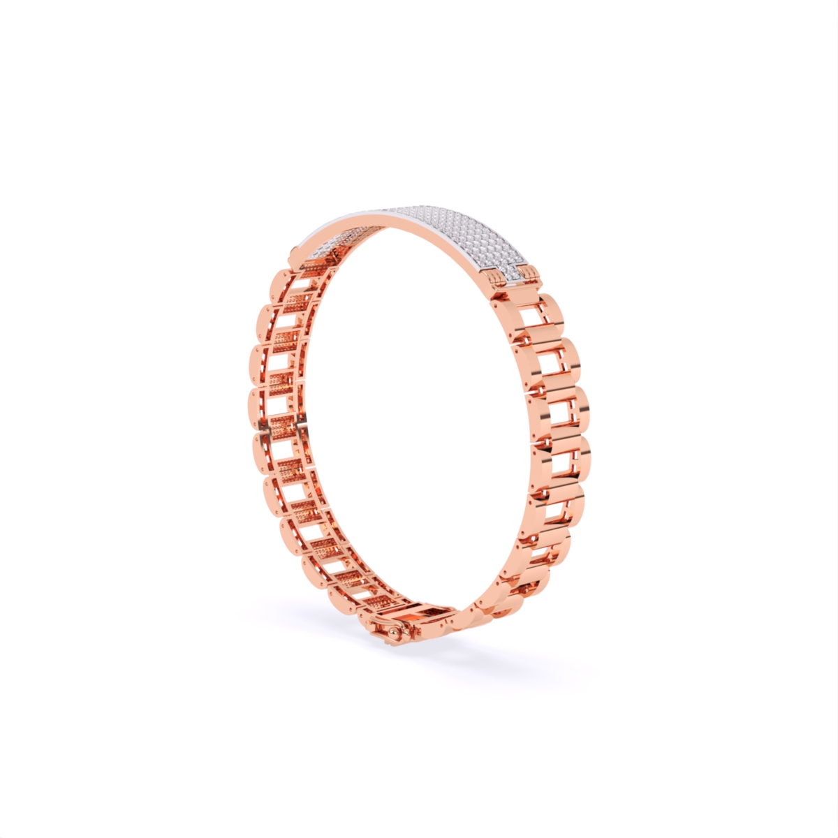 14Kt Round Men's Lab Grown Diamond Bracelet