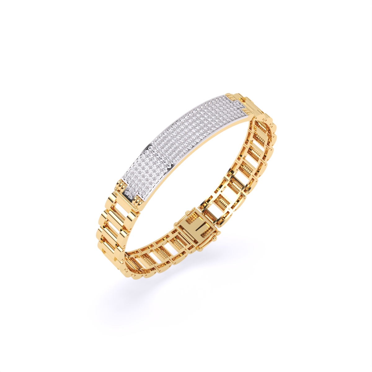 14Kt Round Men's Lab Grown Diamond Bracelet