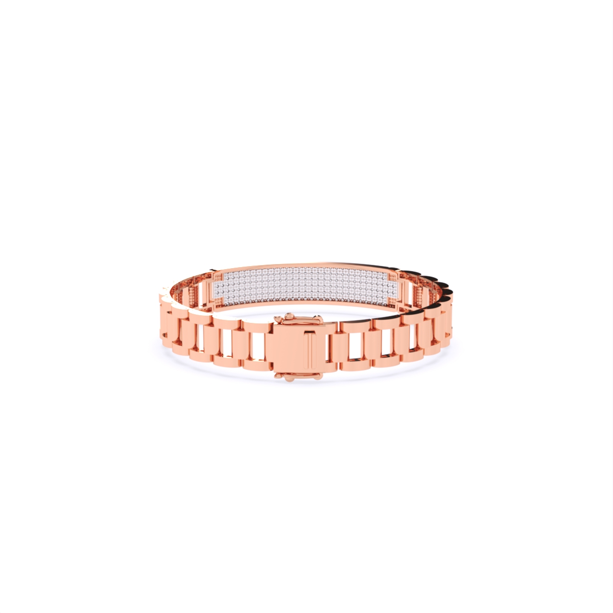 14Kt Round Men's Lab Grown Diamond Bracelet
