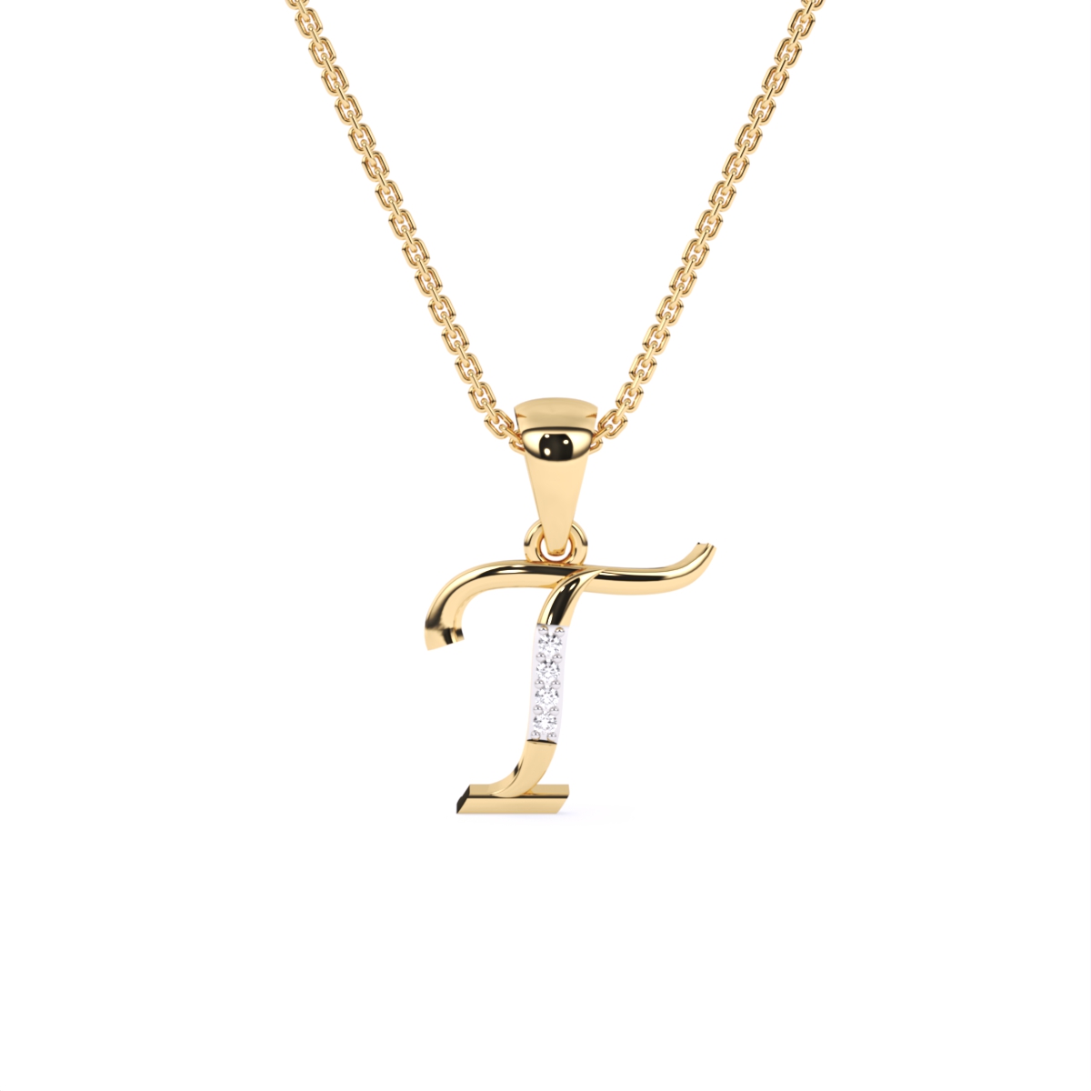 Letter Lab Grown Diamond Gold Pendant