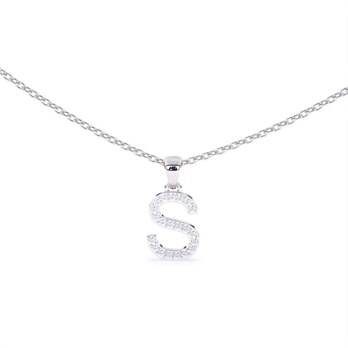 S Lab Grown Diamond letter Pendant