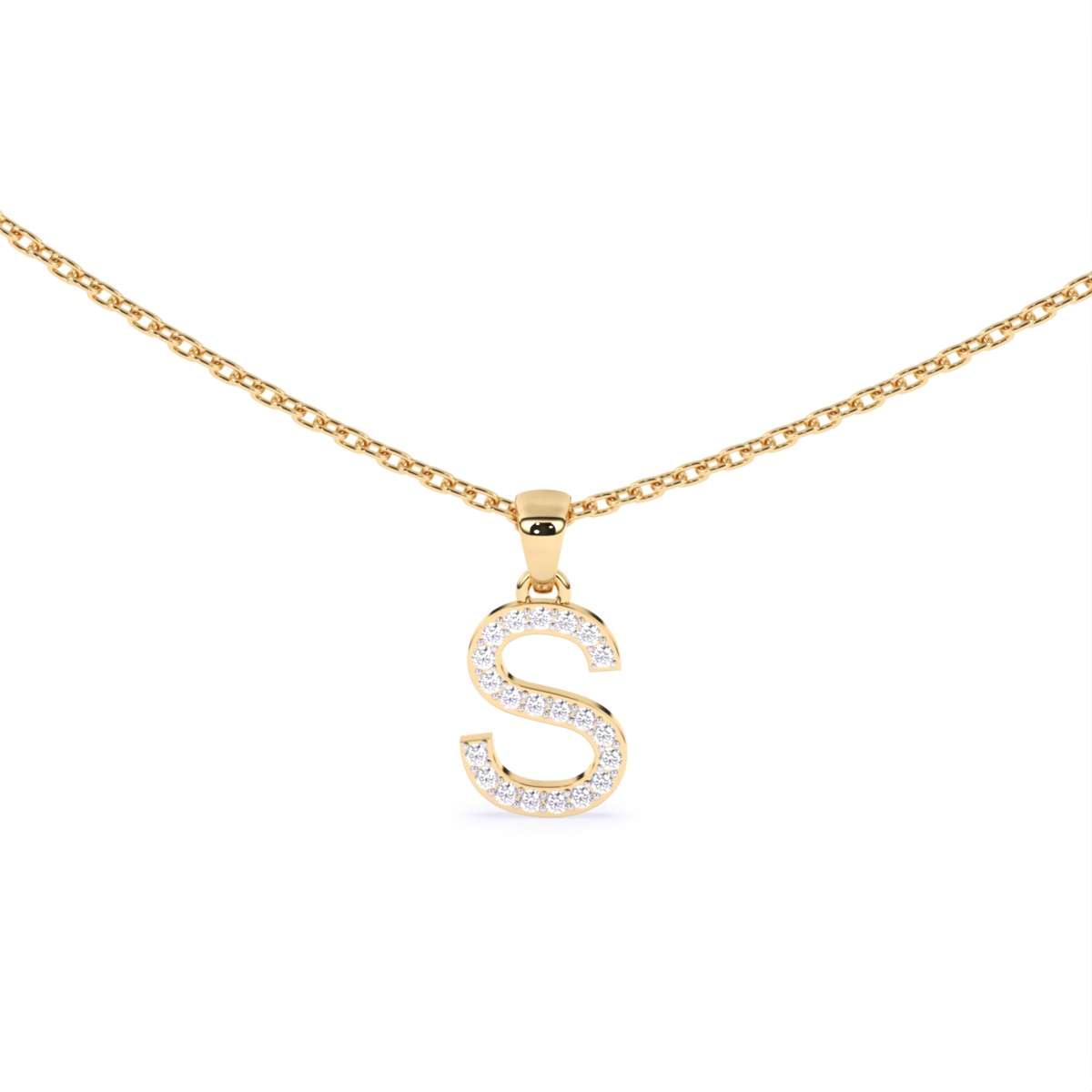 S Lab Grown Diamond letter Pendant