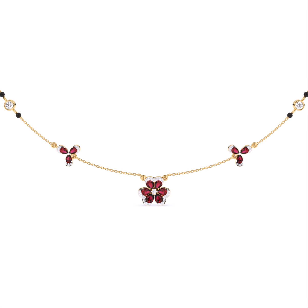 Pink Emerald & Lab Diamond Gold Necklace