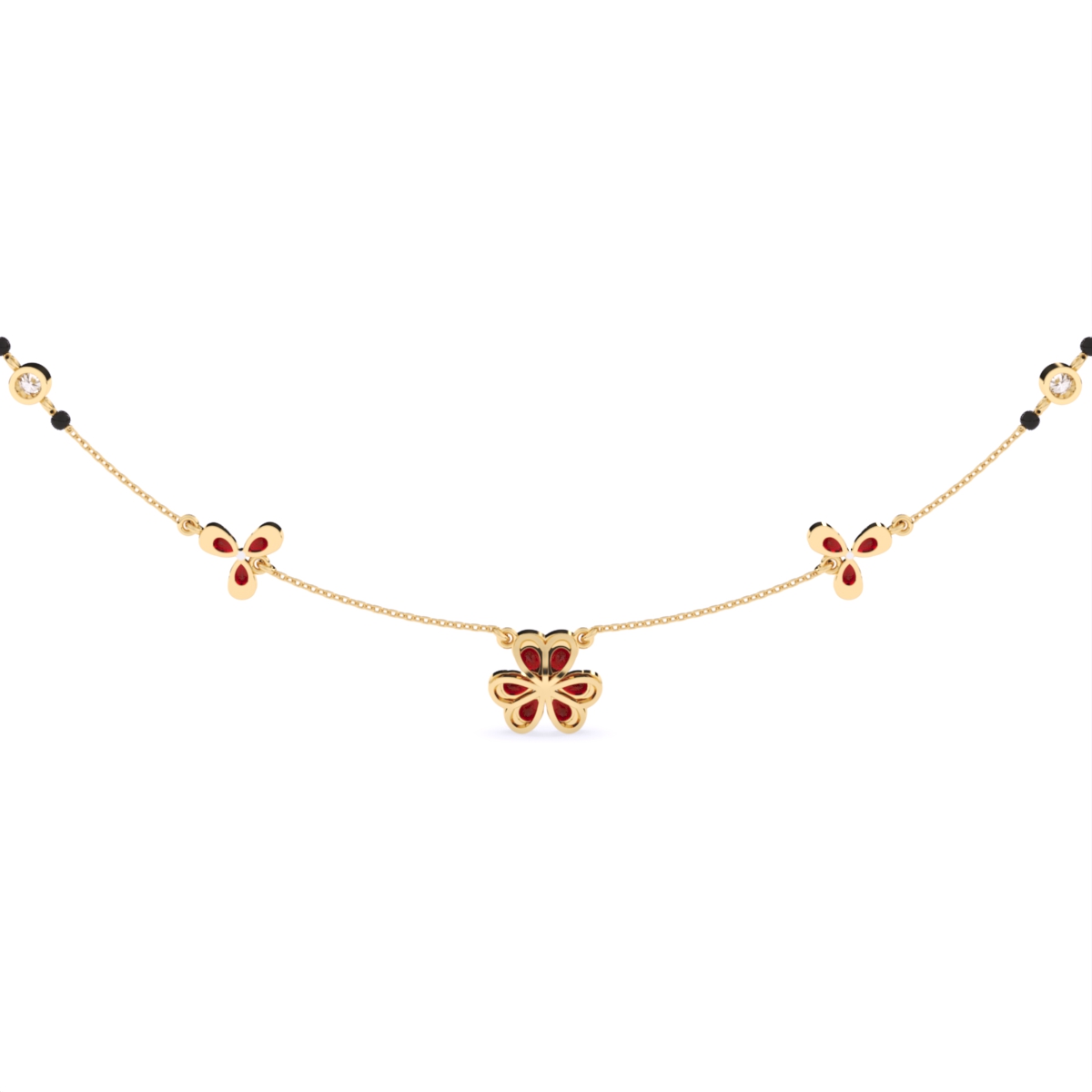 Pink Emerald & Lab Diamond Gold Necklace