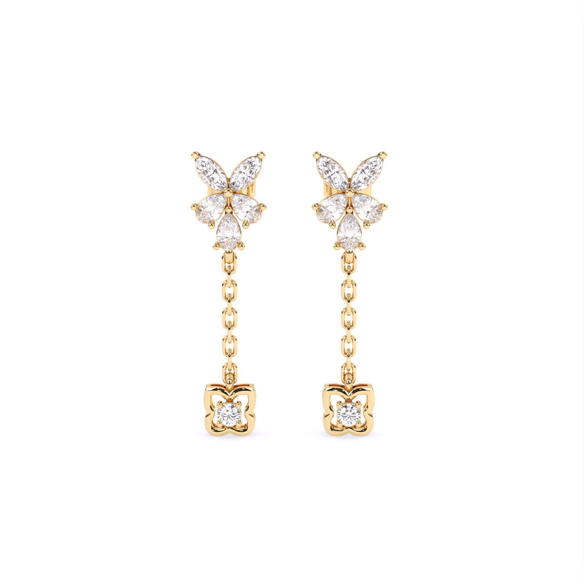 Luxury Floral Lab Diamond Dangle Drop Earrings