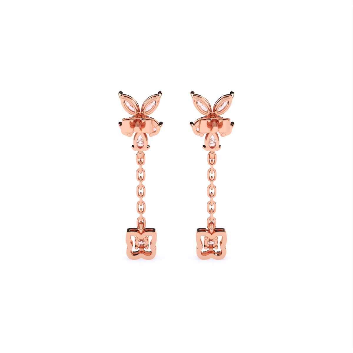 Luxury Floral Lab Diamond Dangle Drop Earrings