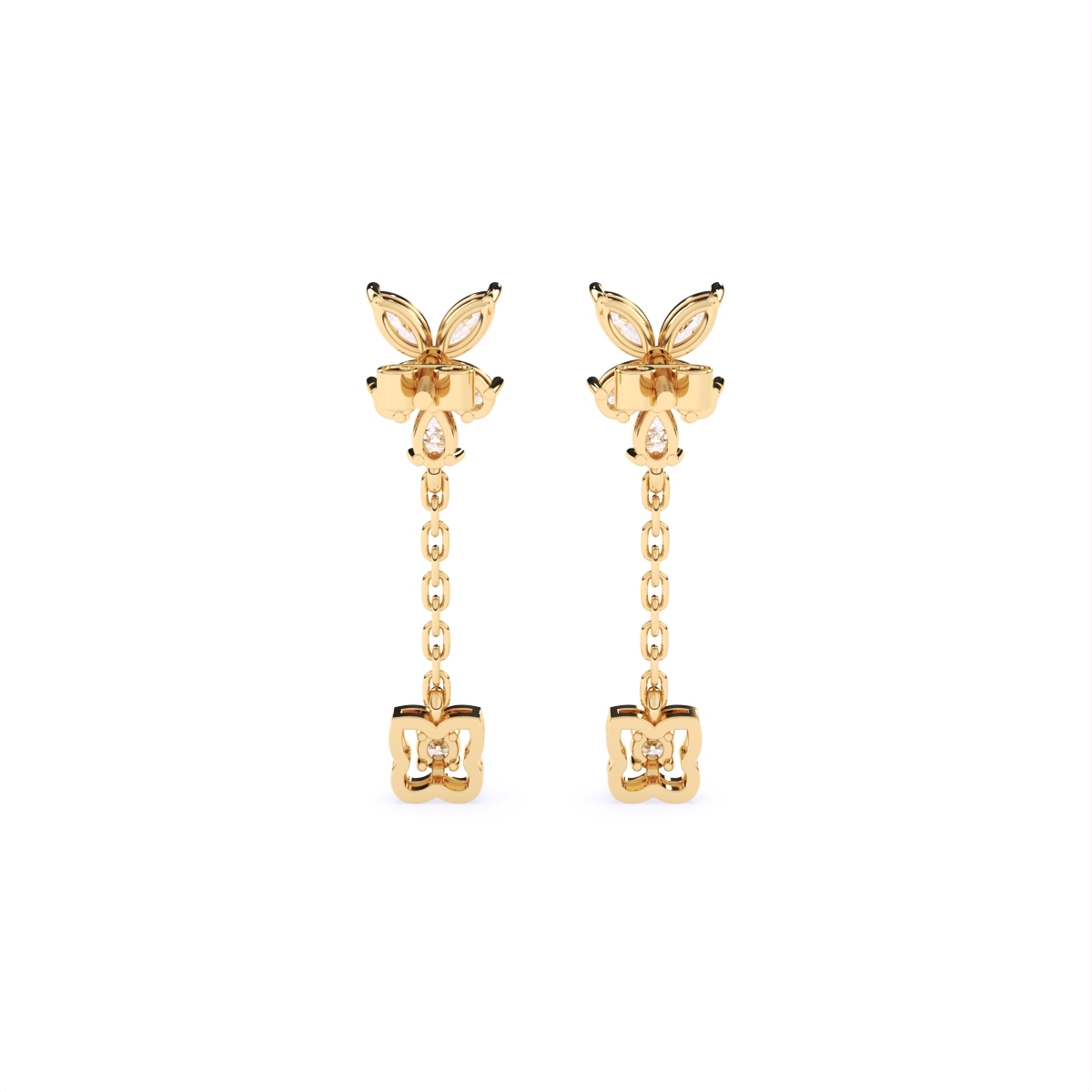 Luxury Floral Lab Diamond Dangle Drop Earrings