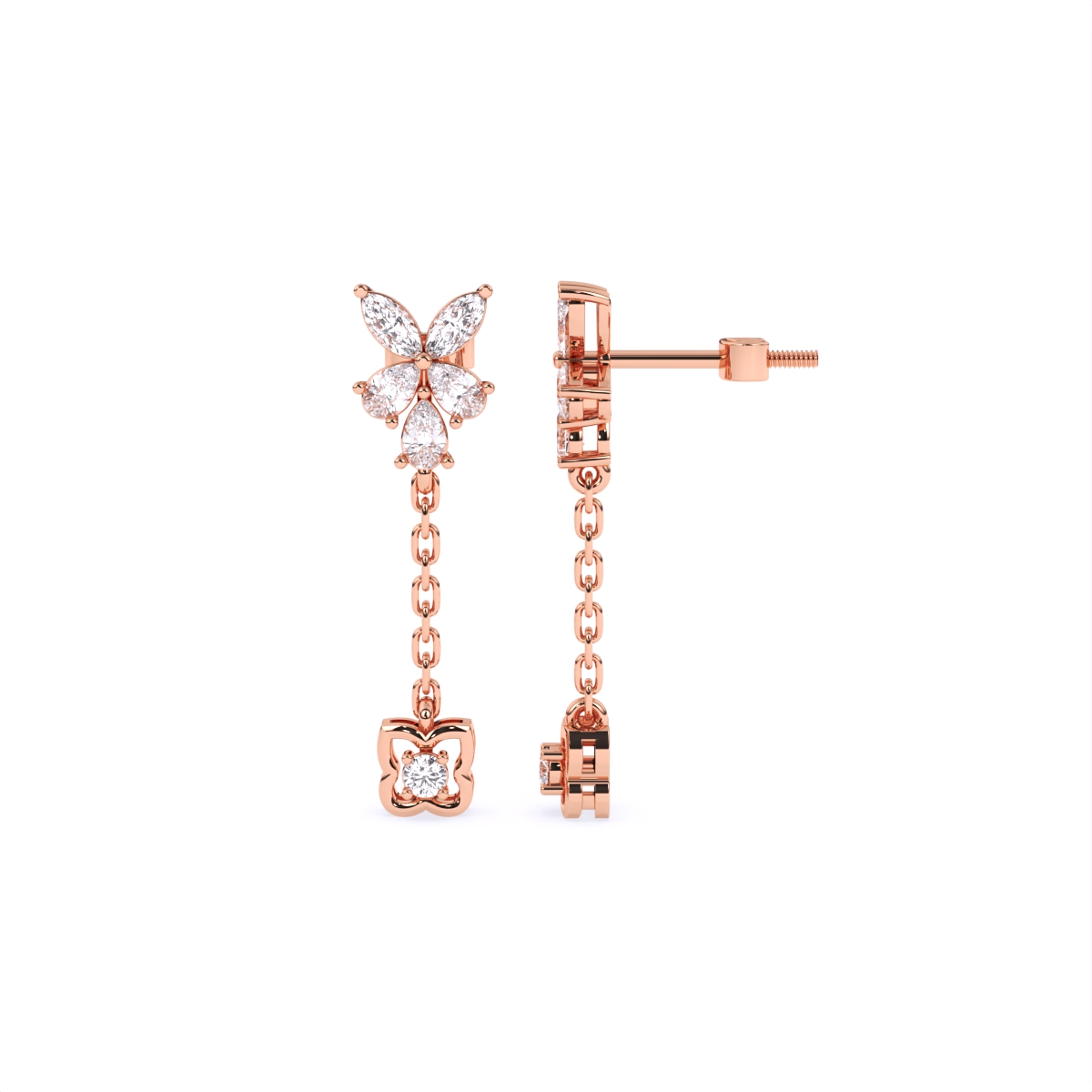 Luxury Floral Lab Diamond Dangle Drop Earrings