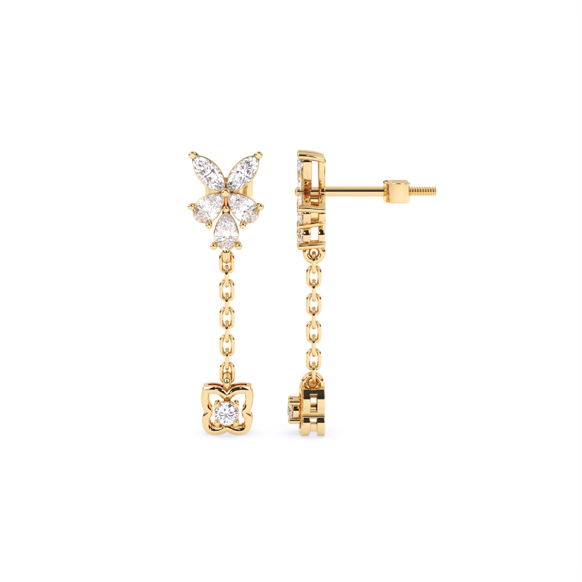 Luxury Floral Lab Diamond Dangle Drop Earrings