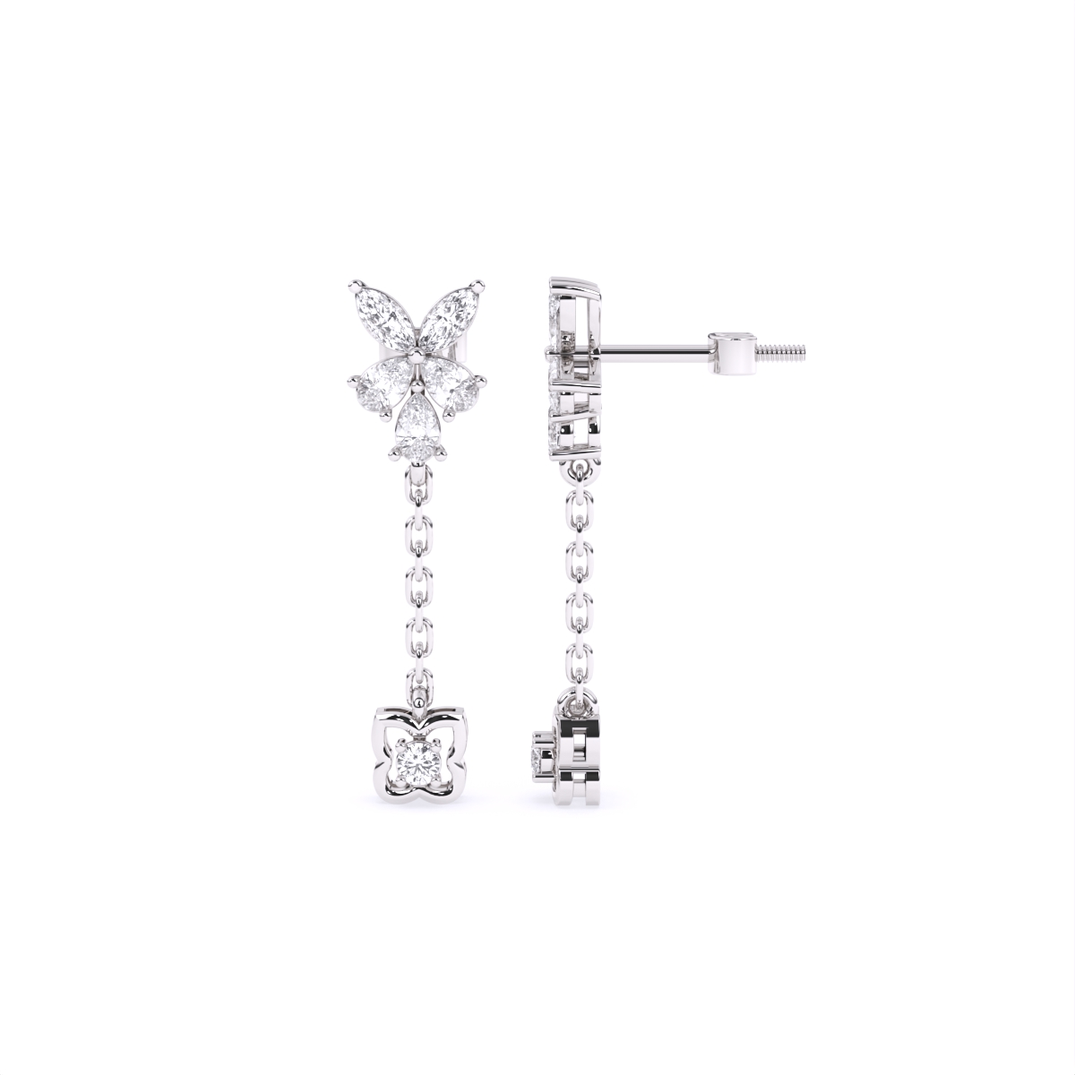 Luxury Floral Lab Diamond Dangle Drop Earrings