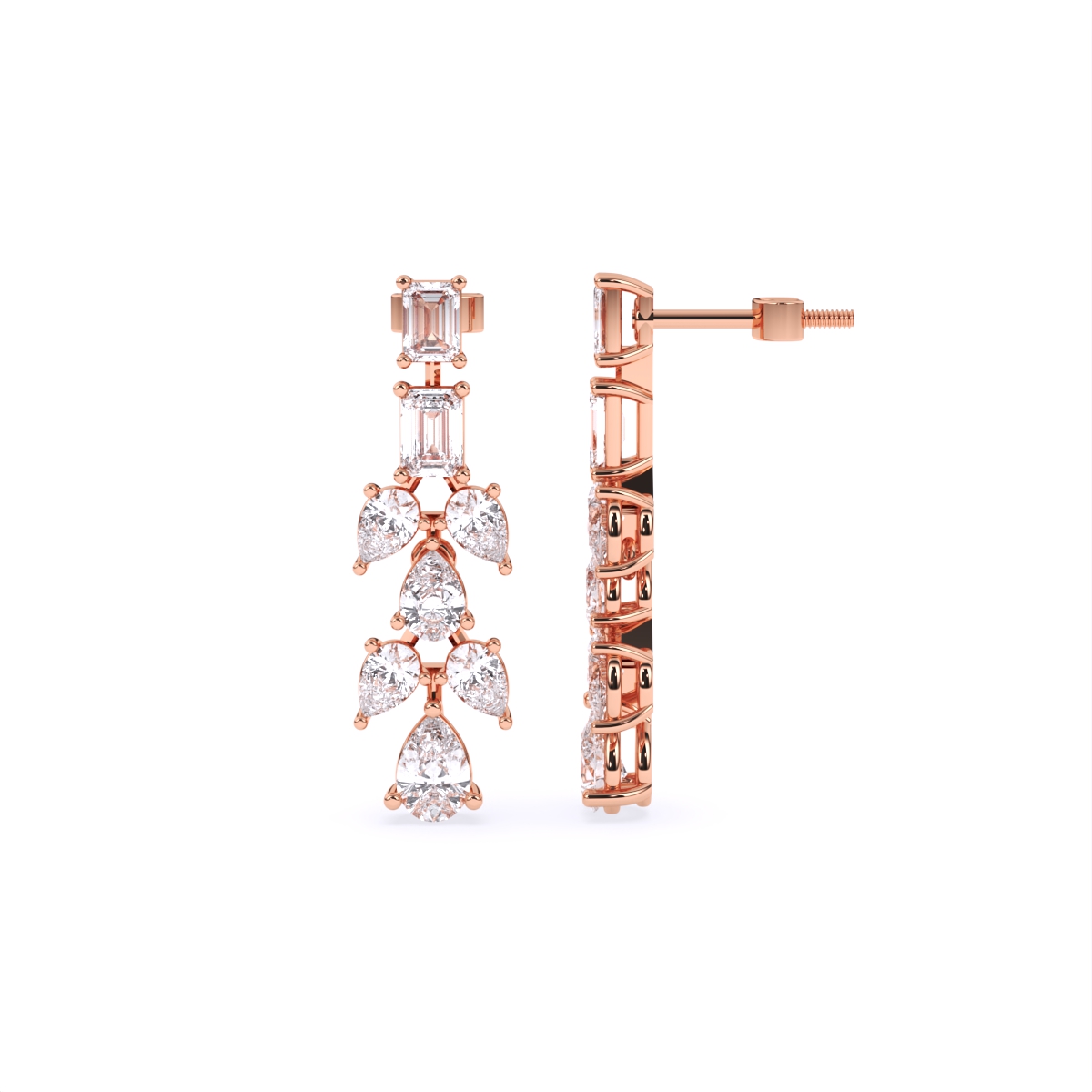 Glamorous Multi-Cut Lab Diamond Drop Earrings
