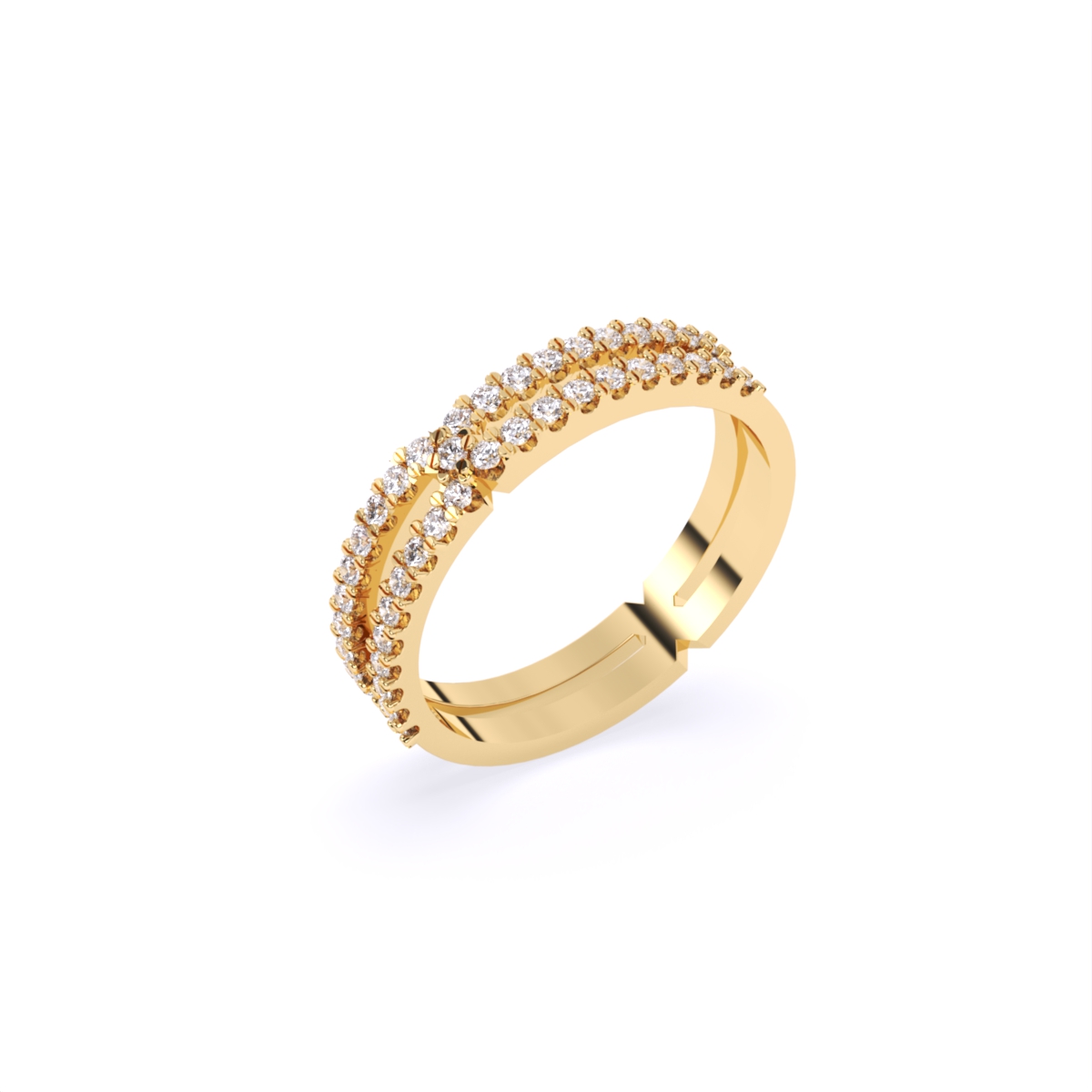 Two Line Half Eternity Lab Diamond Wedding Band