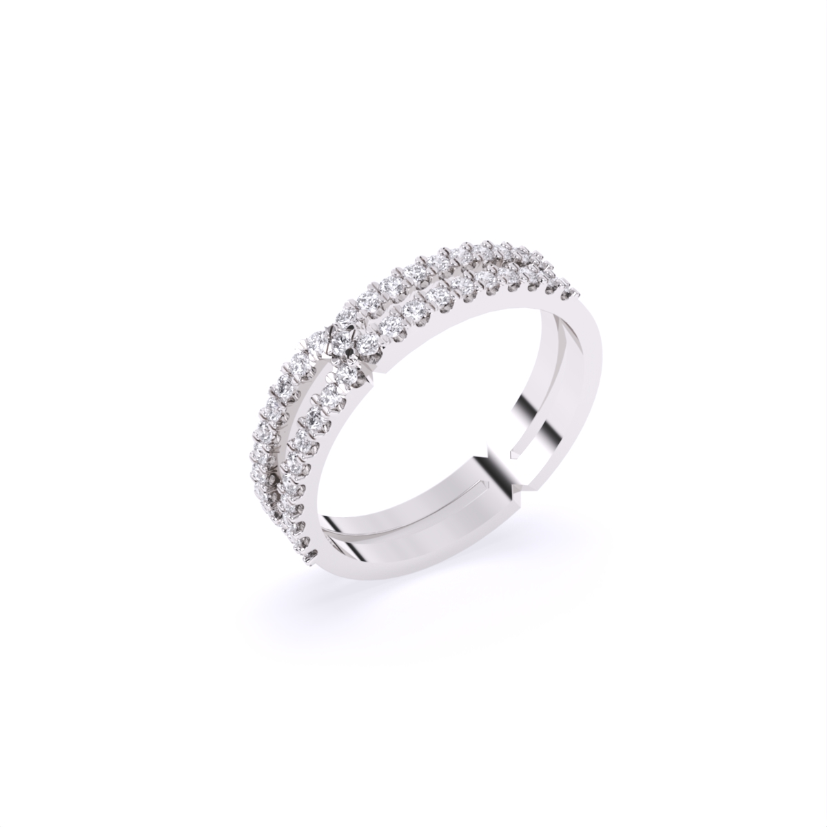 Two Line Half Eternity Lab Diamond Wedding Band