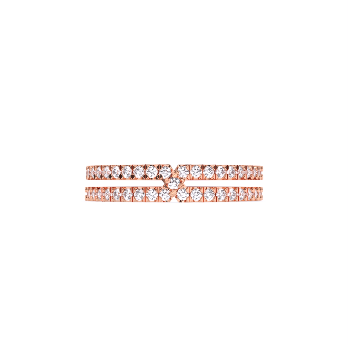 Two Line Half Eternity Lab Diamond Wedding Band
