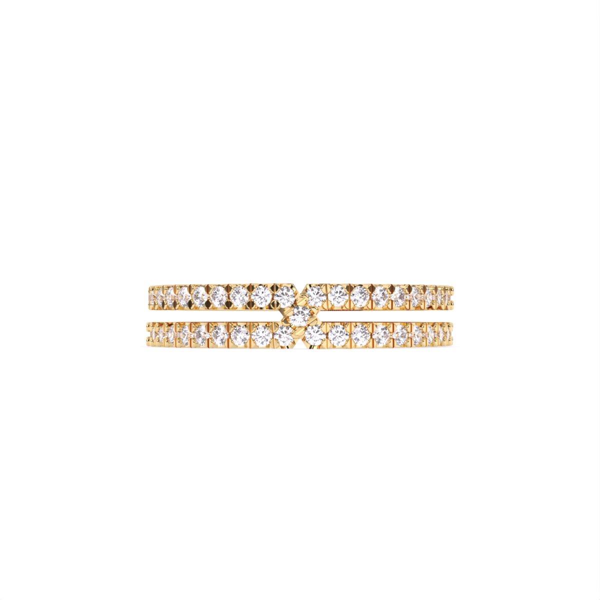 Two Line Half Eternity Lab Diamond Wedding Band