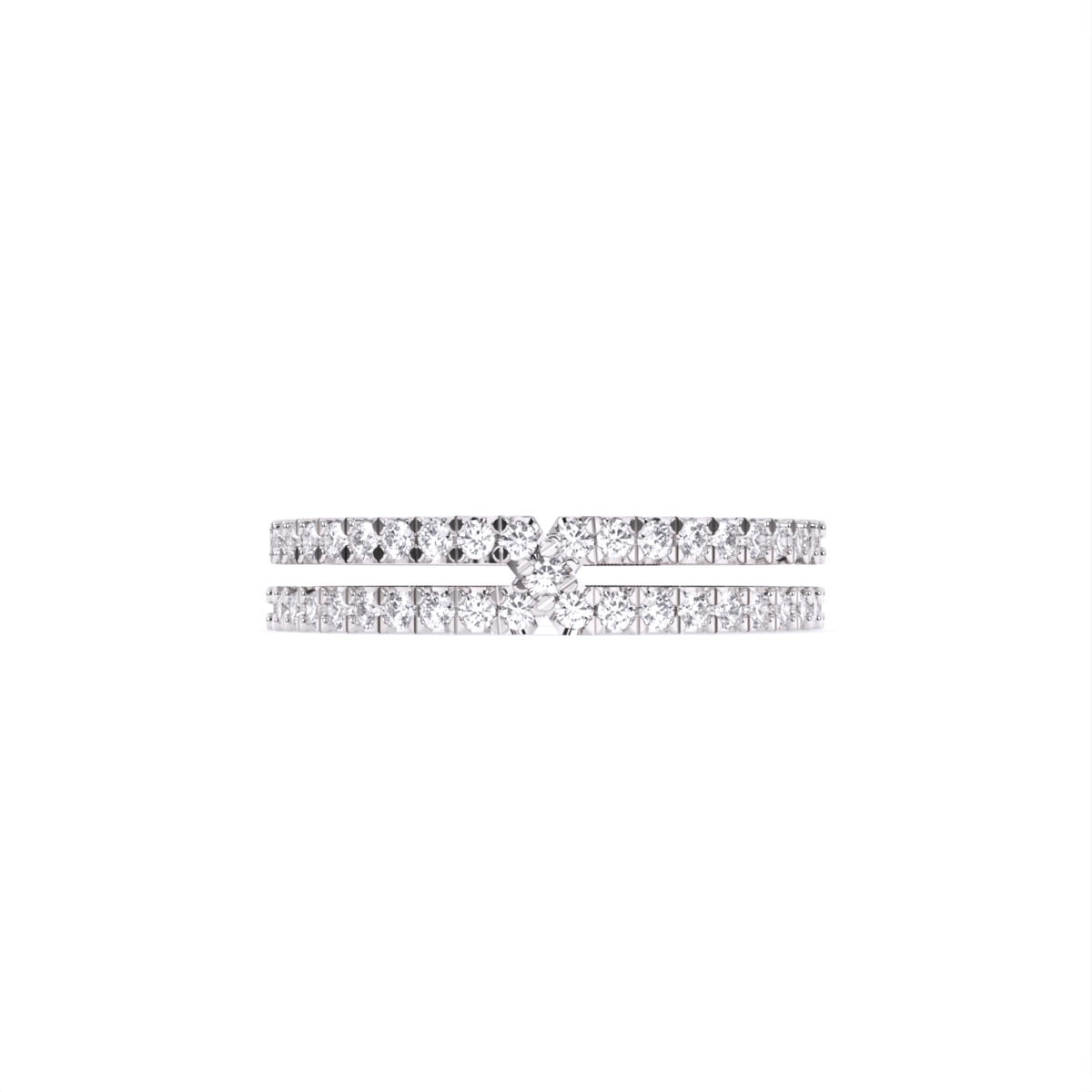 Two Line Half Eternity Lab Diamond Wedding Band