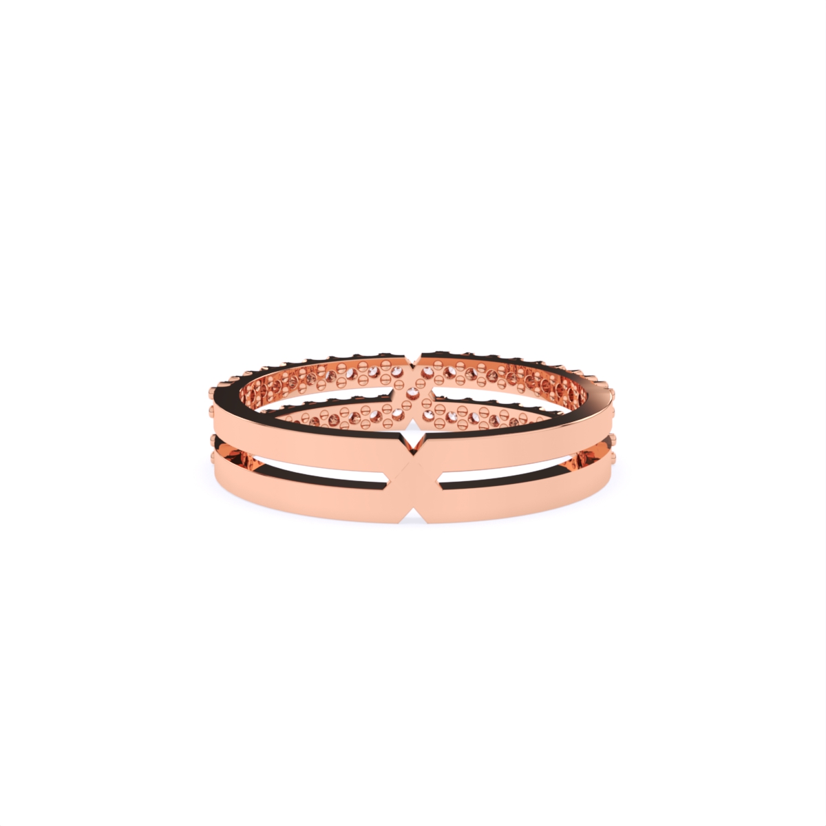 Two Line Half Eternity Lab Diamond Wedding Band