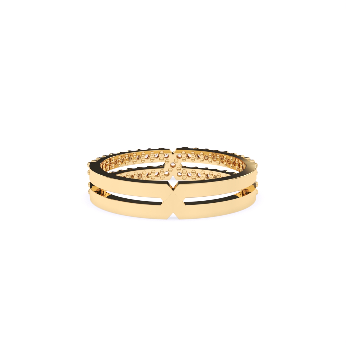Two Line Half Eternity Lab Diamond Wedding Band