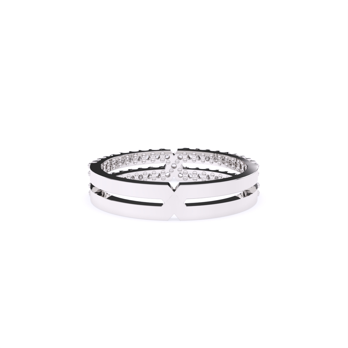 Two Line Half Eternity Lab Diamond Wedding Band