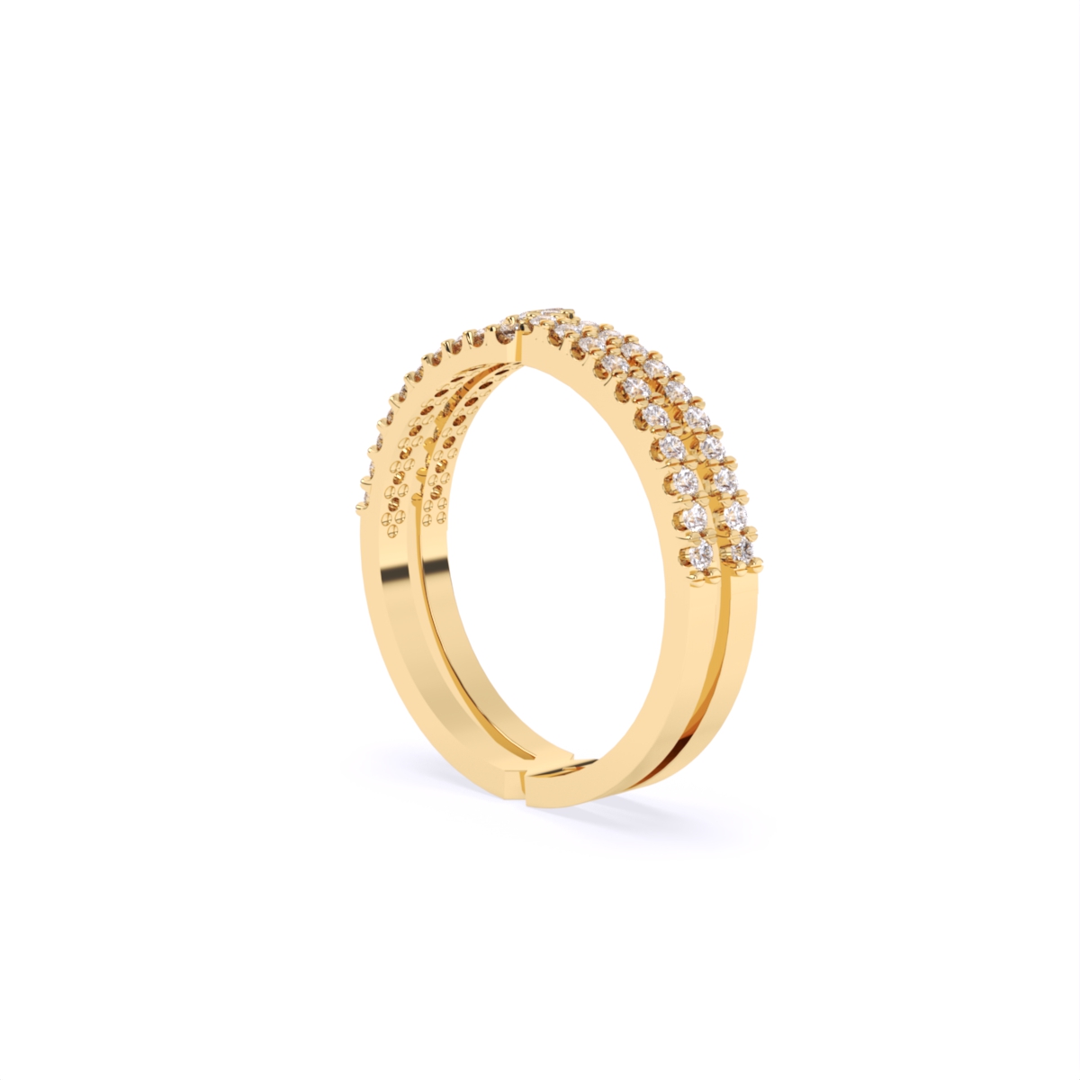 Two Line Half Eternity Lab Diamond Wedding Band