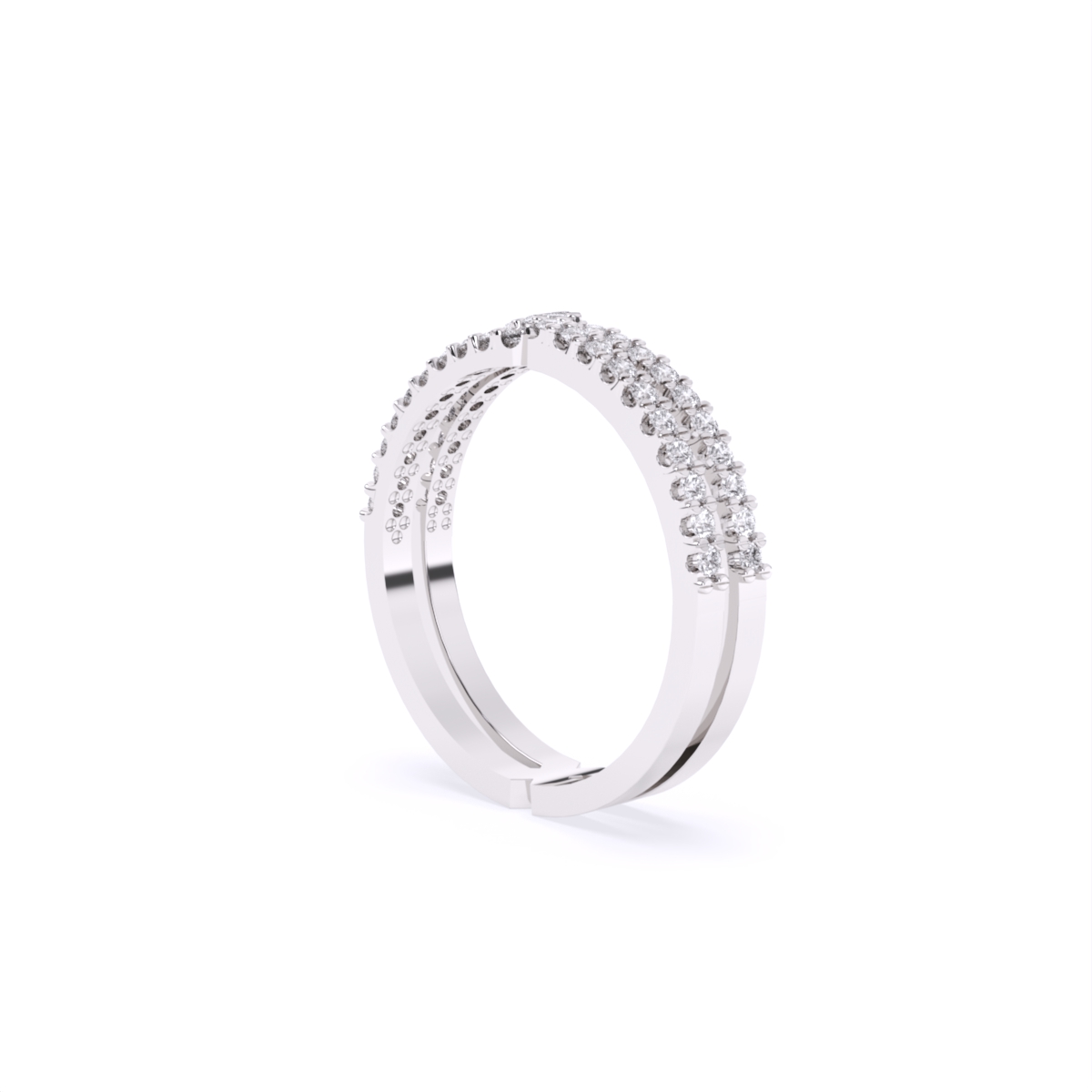 Two Line Half Eternity Lab Diamond Wedding Band