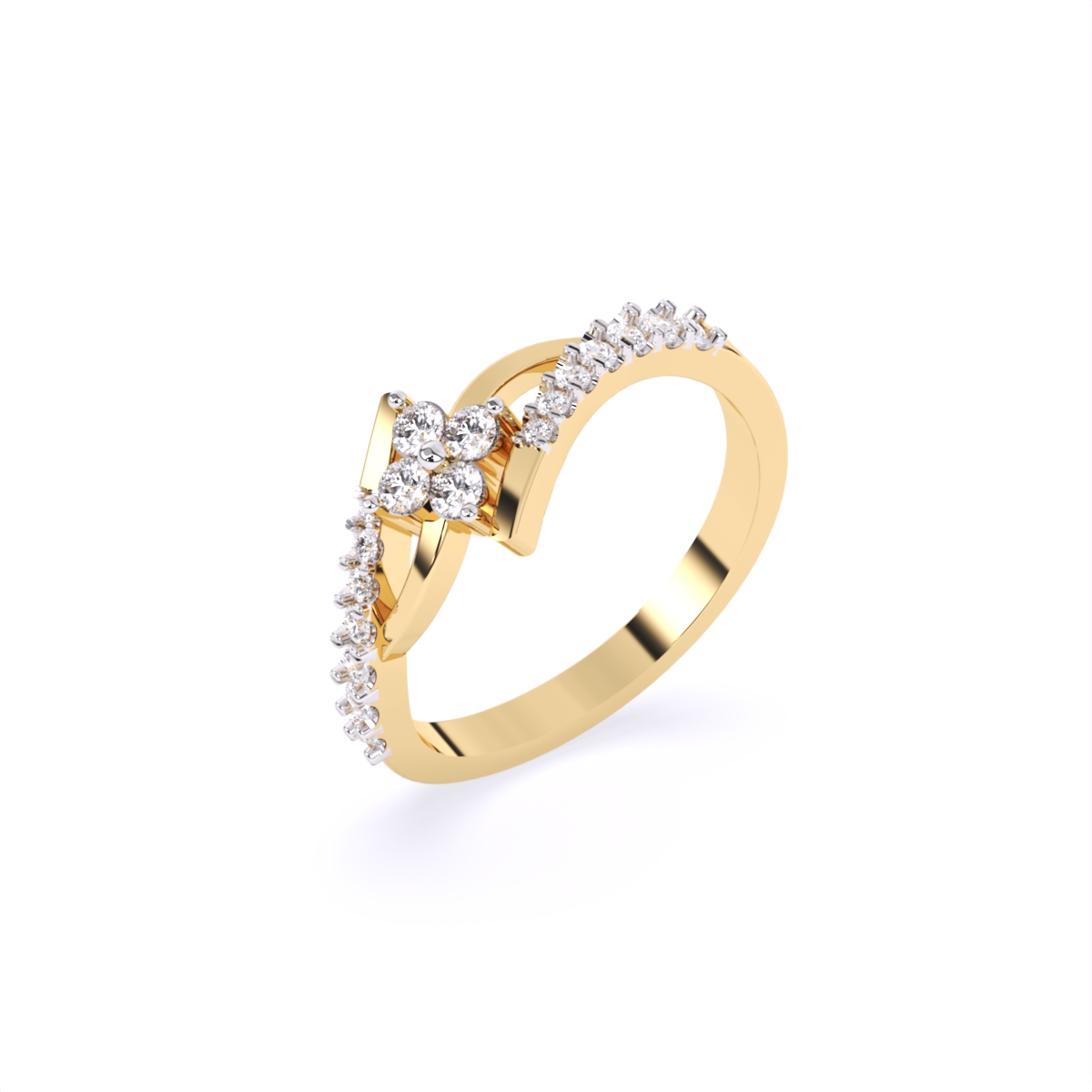 Flower Style Bypass Lab  Diamond Engagement Ring