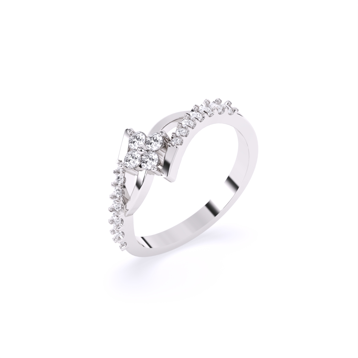 Flower Style Bypass Lab  Diamond Engagement Ring