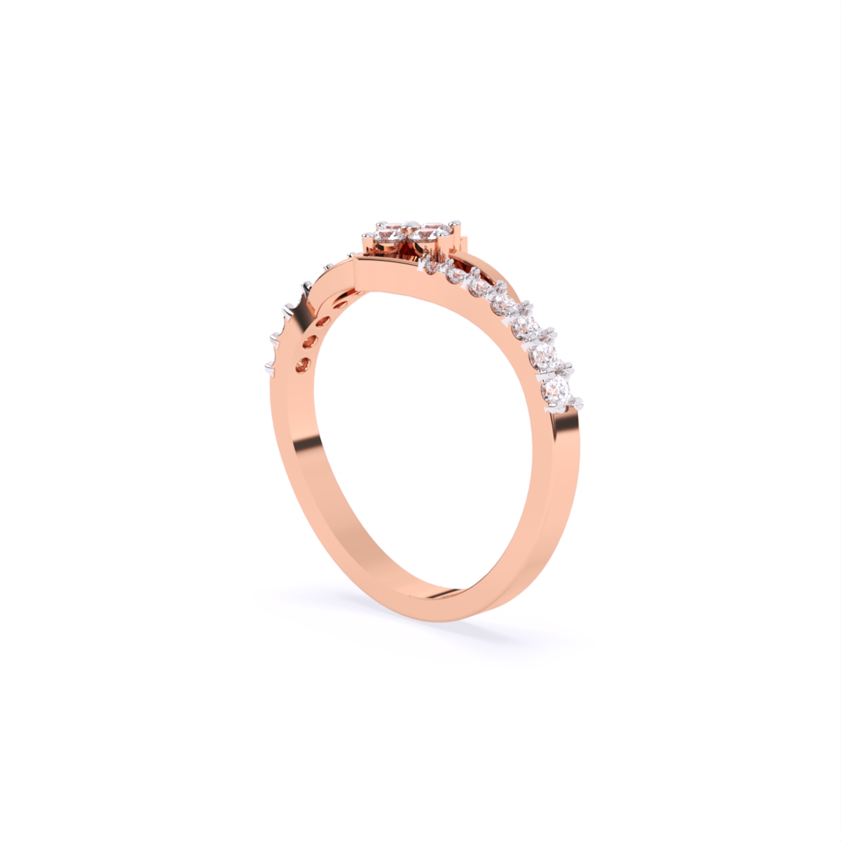 Flower Style Bypass Lab  Diamond Engagement Ring