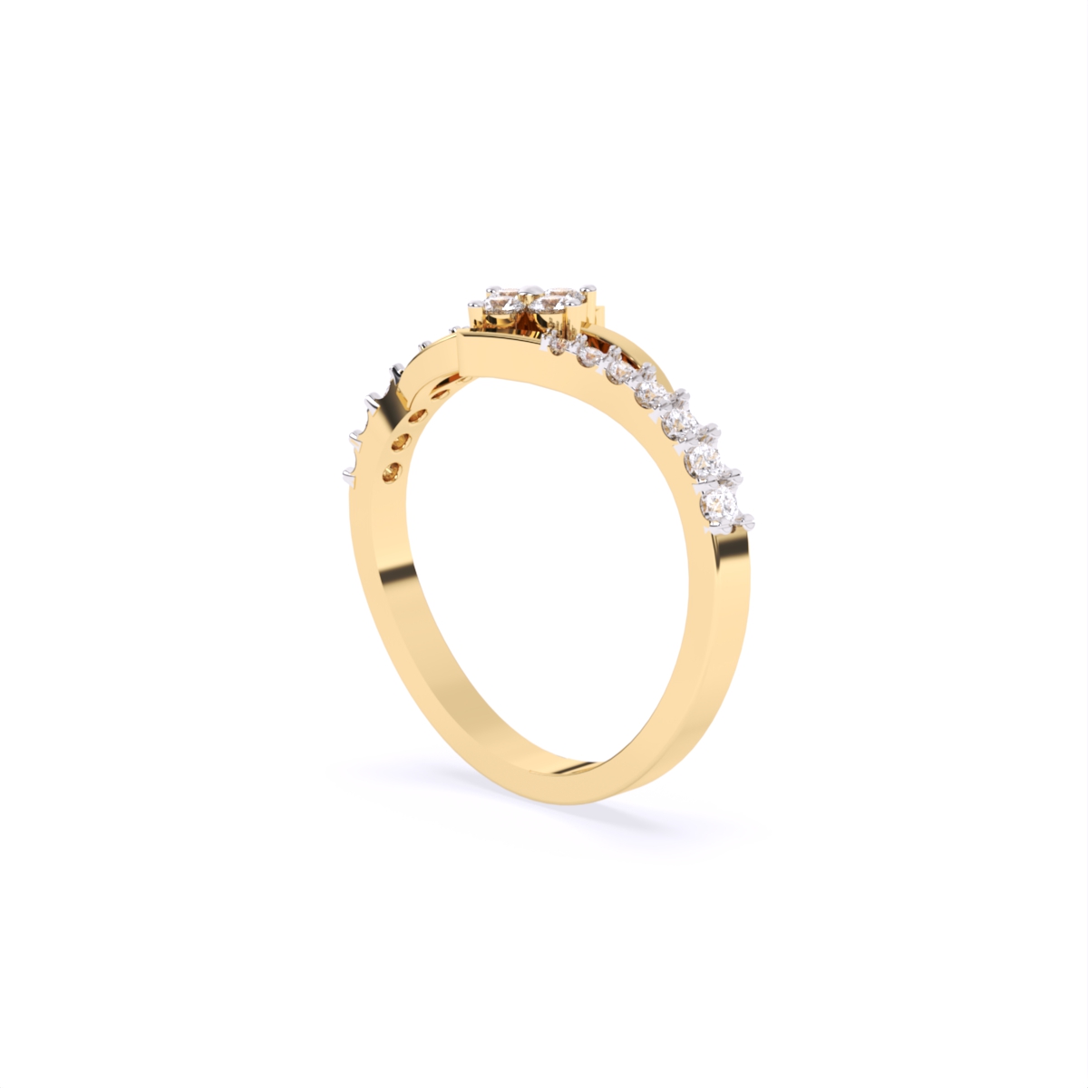 Flower Style Bypass Lab  Diamond Engagement Ring